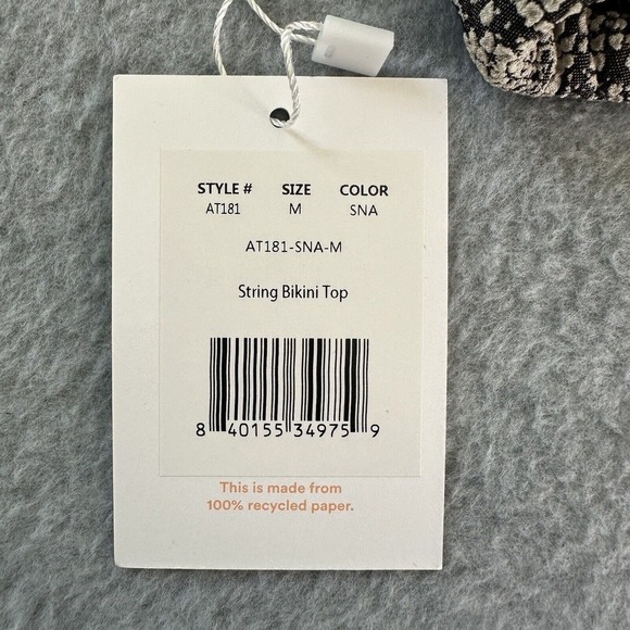 Andie Swimwear The String Bikini Top Women Sz Medium Snake Print Removable Pads - Picture 7 of 11